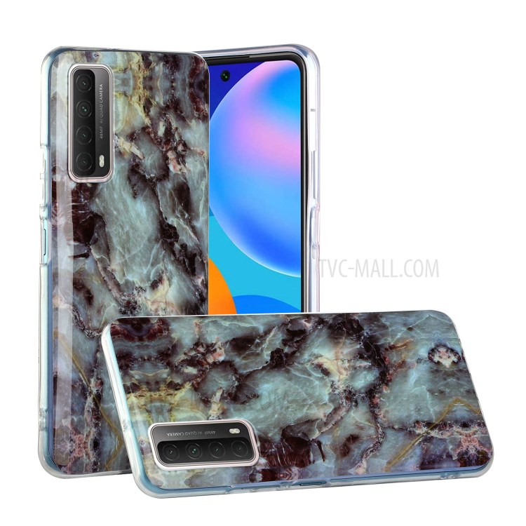 Marble Pattern Printing IMD TPU Phone Protective Case for Huawei P smart 2021/Y7a - Green and Red Marble-1