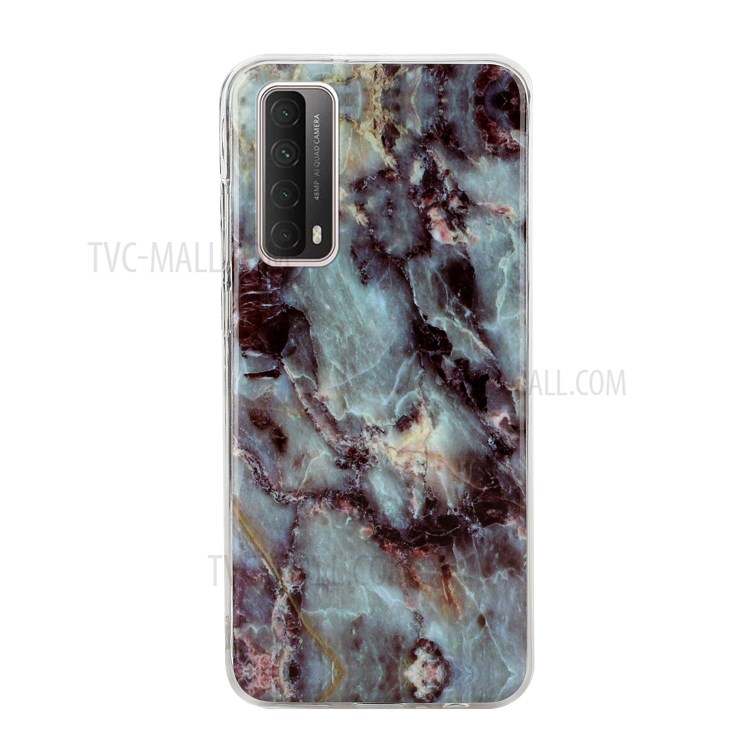Marble Pattern Printing IMD TPU Phone Protective Case for Huawei P smart 2021/Y7a - Green and Red Marble-2