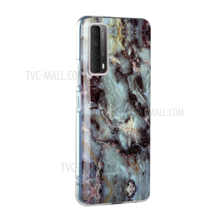 Marble Pattern Printing IMD TPU Phone Protective Case for Huawei P smart 2021/Y7a - Green and Red Marble-3