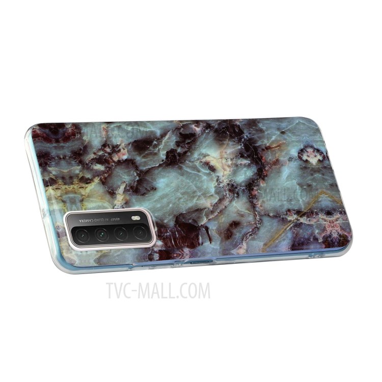 Marble Pattern Printing IMD TPU Phone Protective Case for Huawei P smart 2021/Y7a - Green and Red Marble-4
