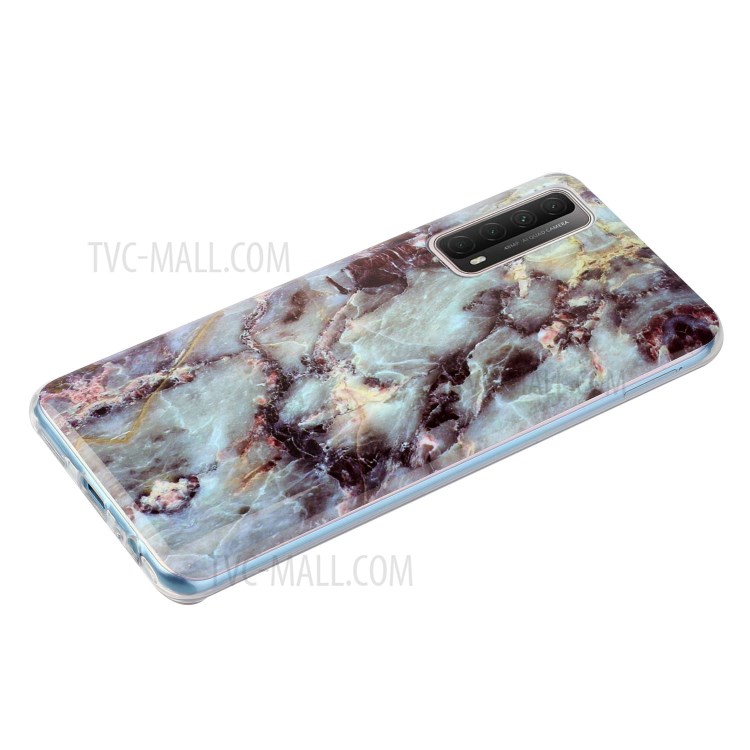 Marble Pattern Printing IMD TPU Phone Protective Case for Huawei P smart 2021/Y7a - Green and Red Marble-5