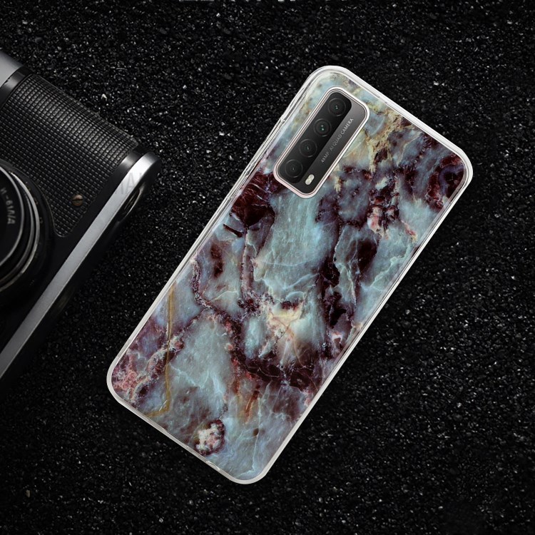 Marble Pattern Printing IMD TPU Phone Protective Case for Huawei P smart 2021/Y7a - Green and Red Marble-6