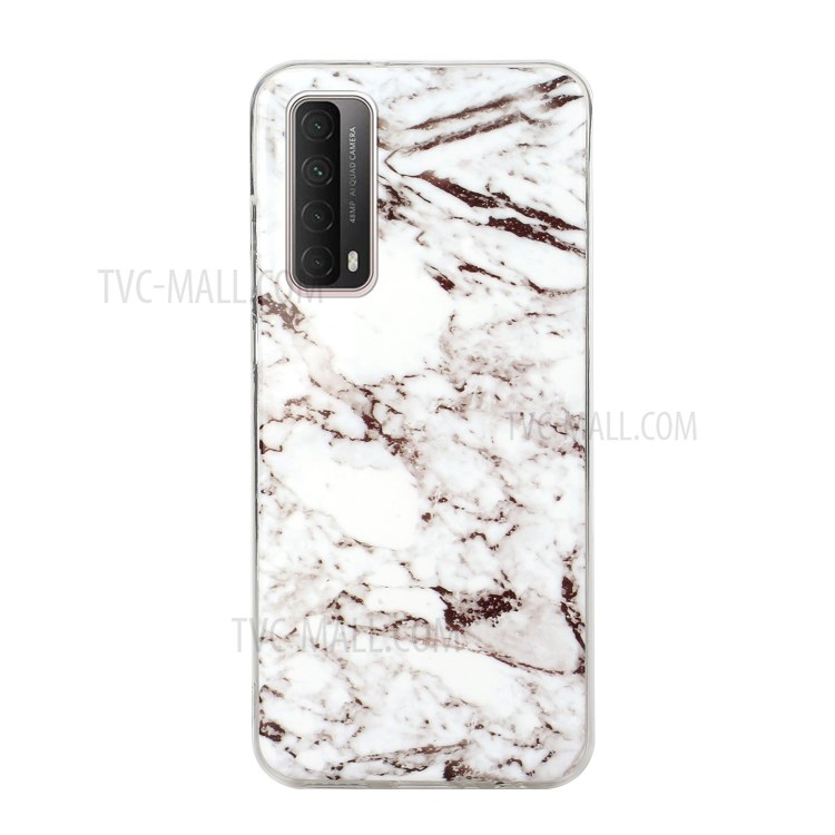 Marble Pattern Printing IMD TPU Phone Protective Case for Huawei P smart 2021/Y7a - White/Black-2