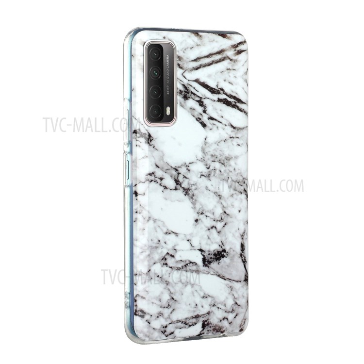 Marble Pattern Printing IMD TPU Phone Protective Case for Huawei P smart 2021/Y7a - White/Black-3