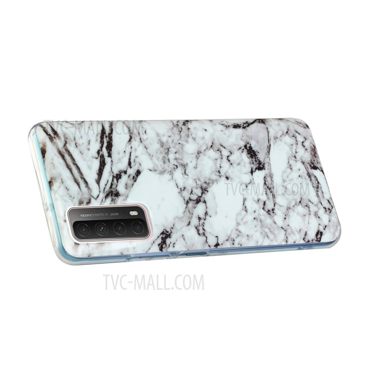 Marble Pattern Printing IMD TPU Phone Protective Case for Huawei P smart 2021/Y7a - White/Black-4