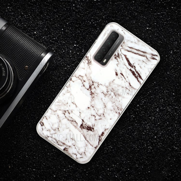 Marble Pattern Printing IMD TPU Phone Protective Case for Huawei P smart 2021/Y7a - White/Black-6