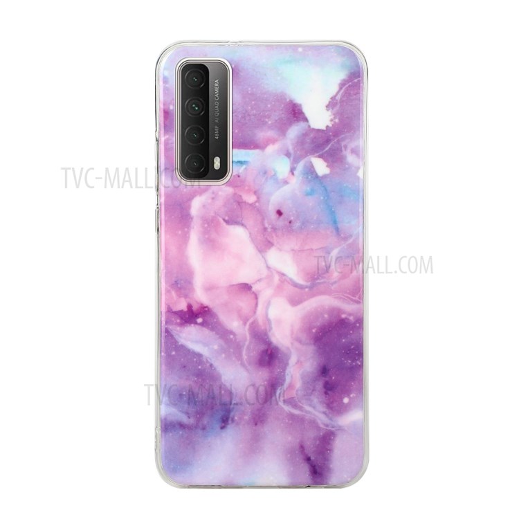 IMD Marble Pattern TPU Back Cell Phone Case for Huawei P smart 2021/Y7a - Purple Starry Sky-2