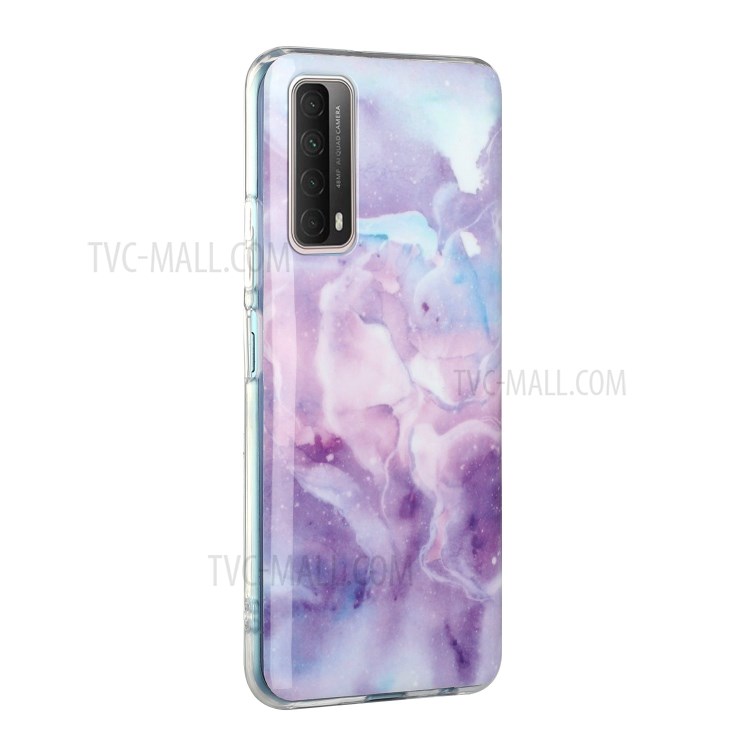 IMD Marble Pattern TPU Back Cell Phone Case for Huawei P smart 2021/Y7a - Purple Starry Sky-3