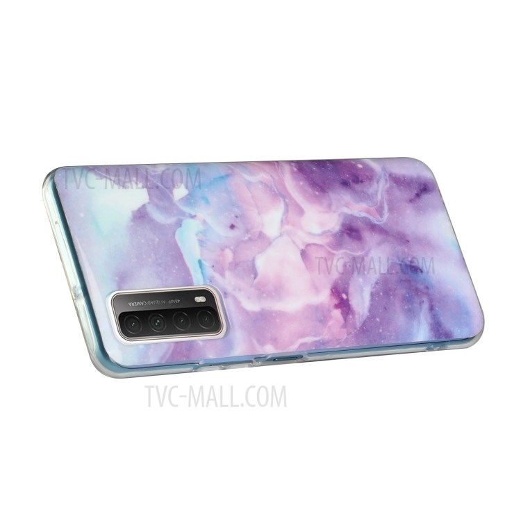 IMD Marble Pattern TPU Back Cell Phone Case for Huawei P smart 2021/Y7a - Purple Starry Sky-4