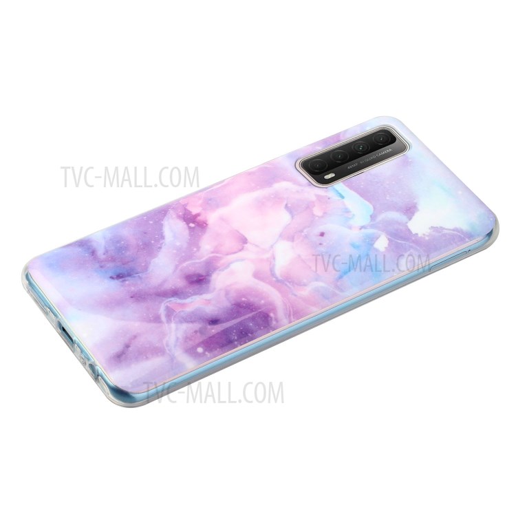 IMD Marble Pattern TPU Back Cell Phone Case for Huawei P smart 2021/Y7a - Purple Starry Sky-5
