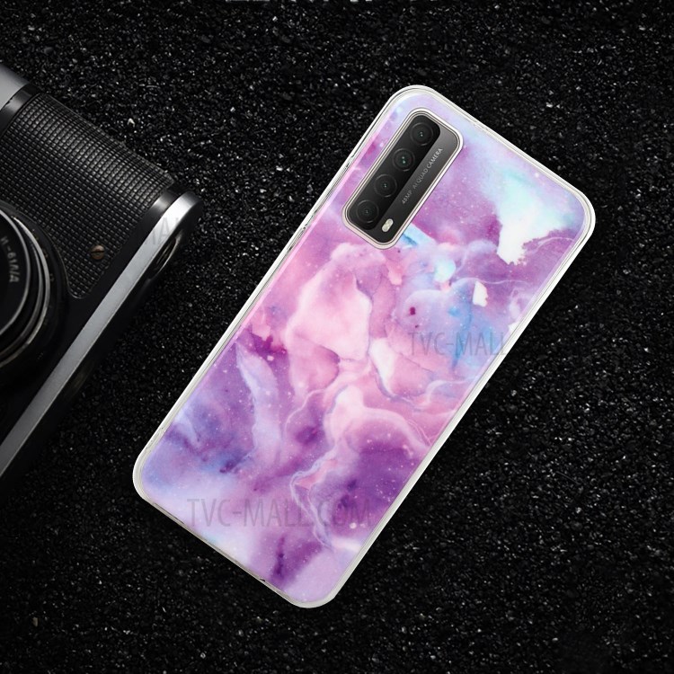 IMD Marble Pattern TPU Back Cell Phone Case for Huawei P smart 2021/Y7a - Purple Starry Sky-6