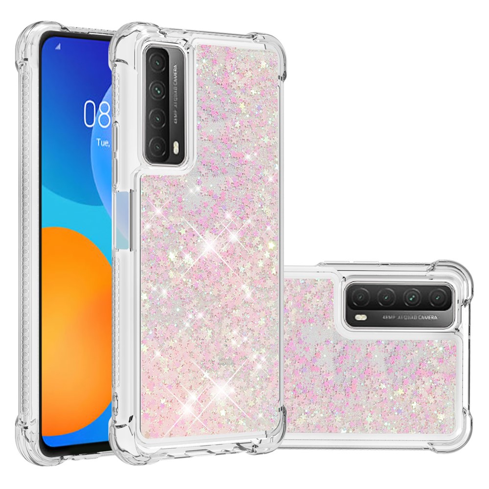 TPU Dynamic Quicksand Phone Protective Cover for Huawei P smart 2021/Y7a - Pink-1