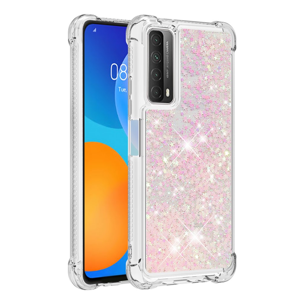 TPU Dynamic Quicksand Phone Protective Cover for Huawei P smart 2021/Y7a - Pink-3