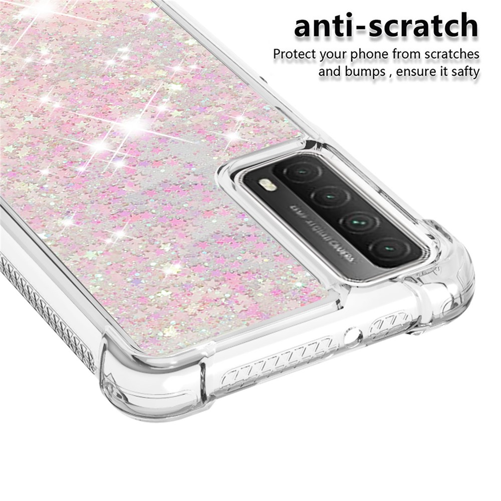 TPU Dynamic Quicksand Phone Protective Cover for Huawei P smart 2021/Y7a - Pink-4