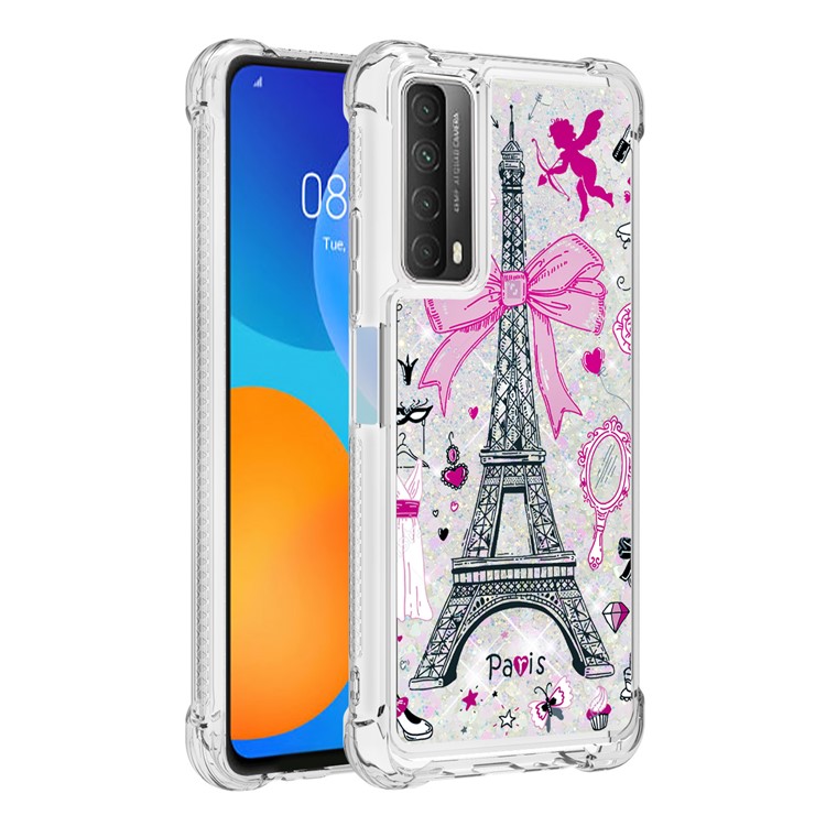 Patterned Quicksand Shockproof Protector for Huawei P smart 2021/Y7a TPU Cover - Tower-3