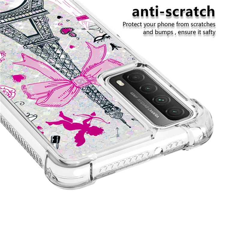Patterned Quicksand Shockproof Protector for Huawei P smart 2021/Y7a TPU Cover - Tower-4