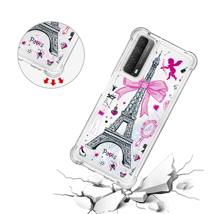 Patterned Quicksand Shockproof Protector for Huawei P smart 2021/Y7a TPU Cover - Tower-5