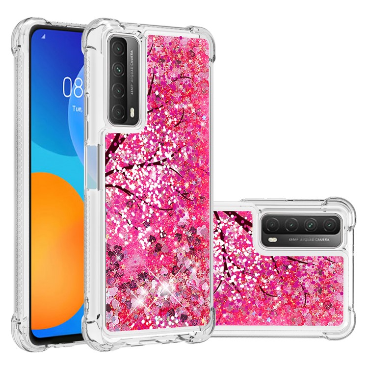 Patterned Quicksand Shockproof Protector for Huawei P smart 2021/Y7a TPU Cover - Flower-1