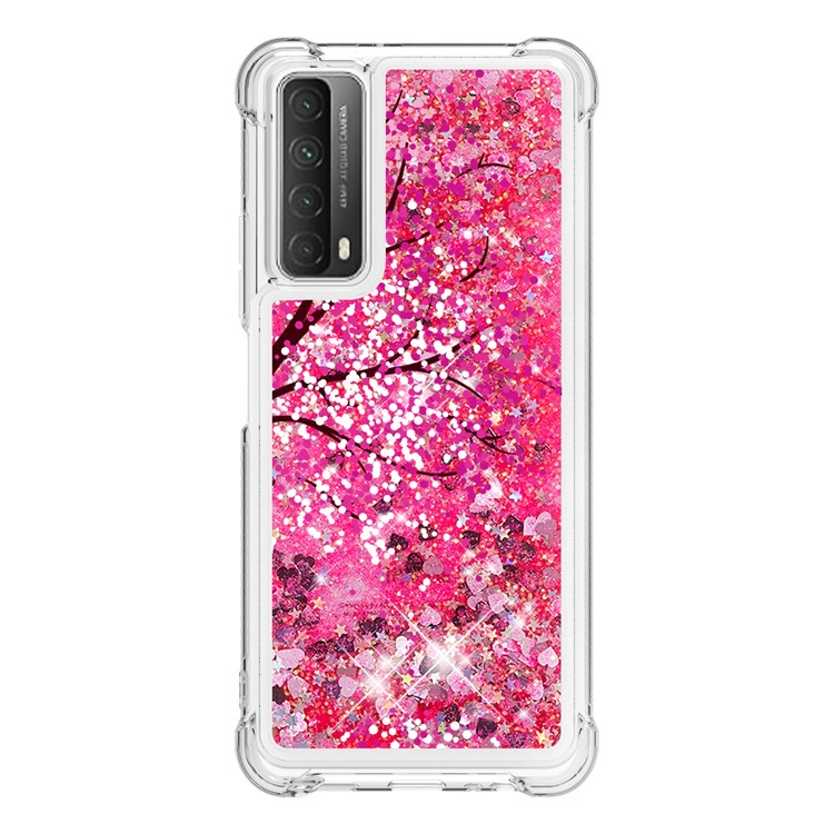 Patterned Quicksand Shockproof Protector for Huawei P smart 2021/Y7a TPU Cover - Flower-2