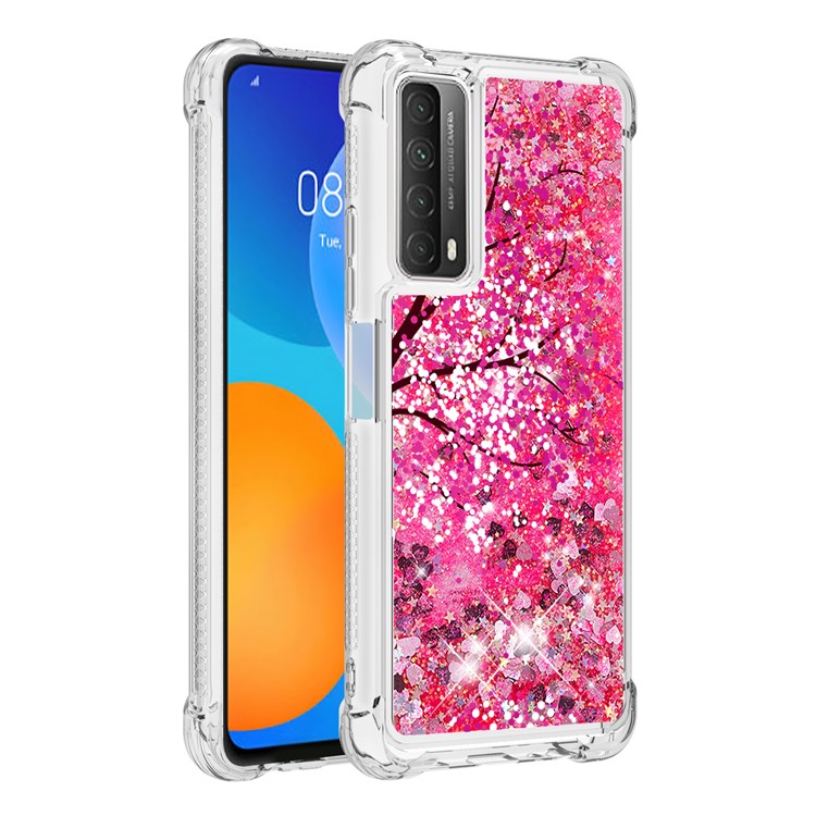 Patterned Quicksand Shockproof Protector for Huawei P smart 2021/Y7a TPU Cover - Flower-3