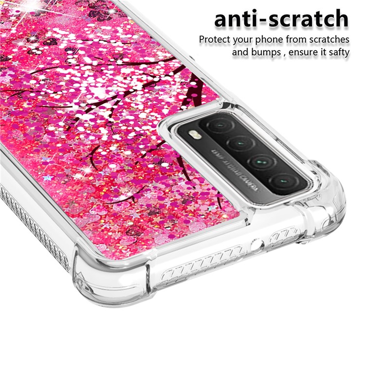 Patterned Quicksand Shockproof Protector for Huawei P smart 2021/Y7a TPU Cover - Flower-4