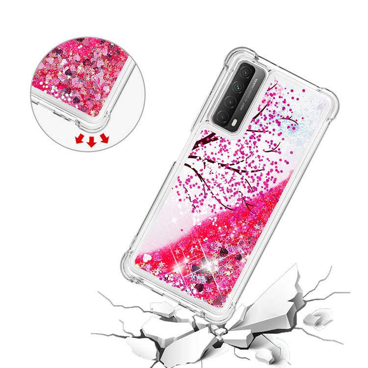 Patterned Quicksand Shockproof Protector for Huawei P smart 2021/Y7a TPU Cover - Flower-5