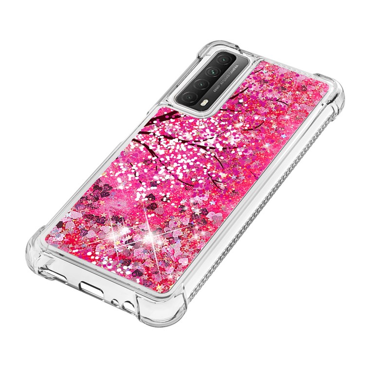 Patterned Quicksand Shockproof Protector for Huawei P smart 2021/Y7a TPU Cover - Flower-6