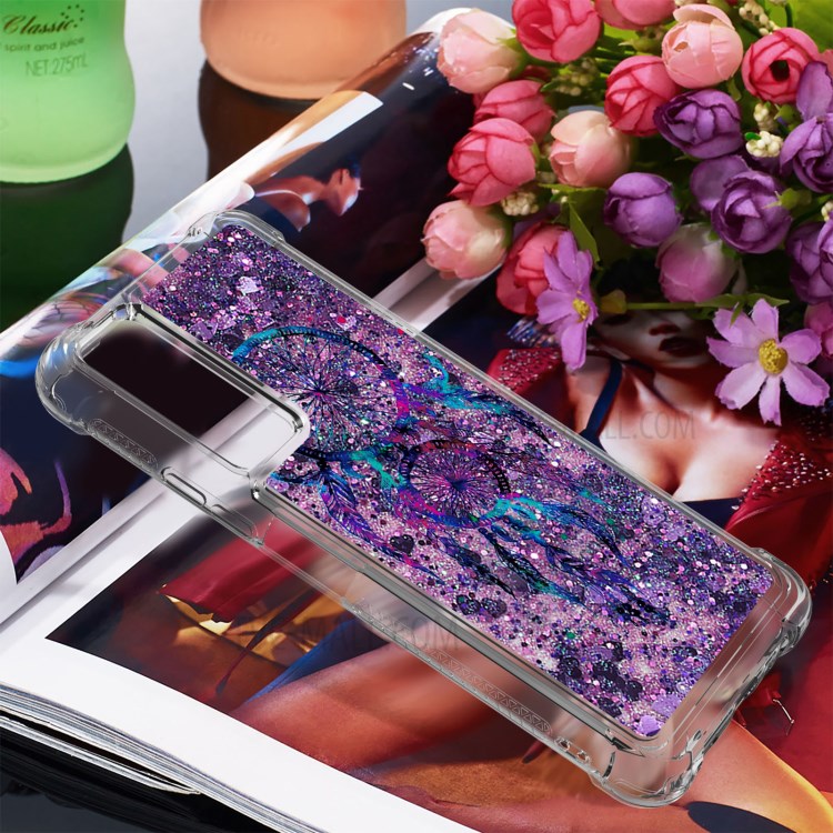 Patterned Quicksand Shockproof Protector for Huawei P smart 2021/Y7a TPU Cover - Wind Chime-7