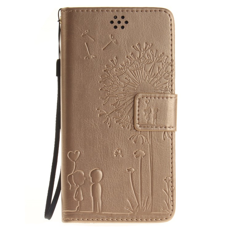 Dandelion and Lovers Leather Phone Shell for Huawei Honor 5c / GT3 - Gold-1