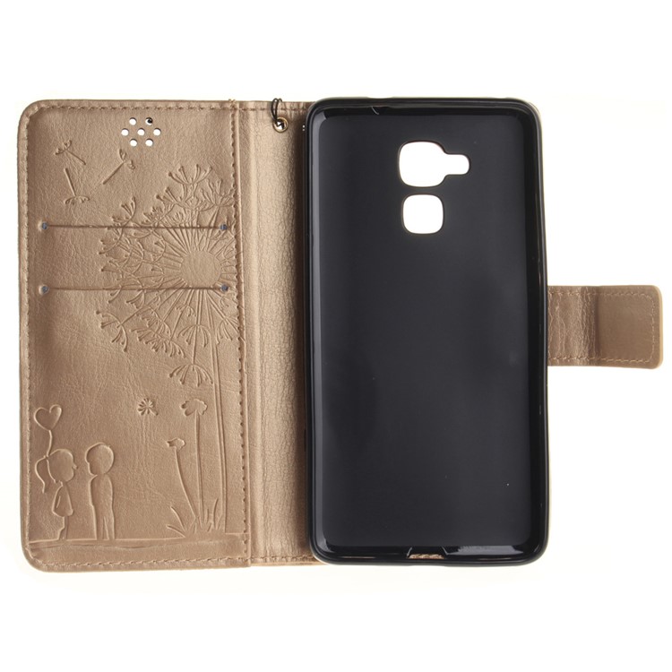 Dandelion and Lovers Leather Phone Shell for Huawei Honor 5c / GT3 - Gold-9