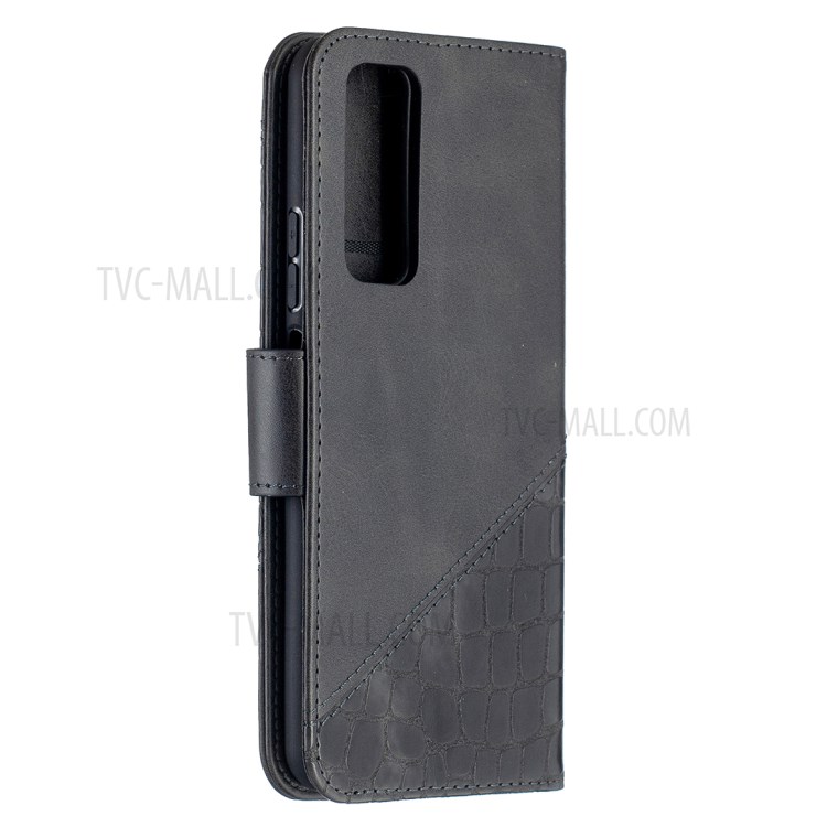 BF04 Splicing Crocodile Texture Wallet Stand Leather Case for Huawei P smart 2021 / Huawei Y7a - Black-3