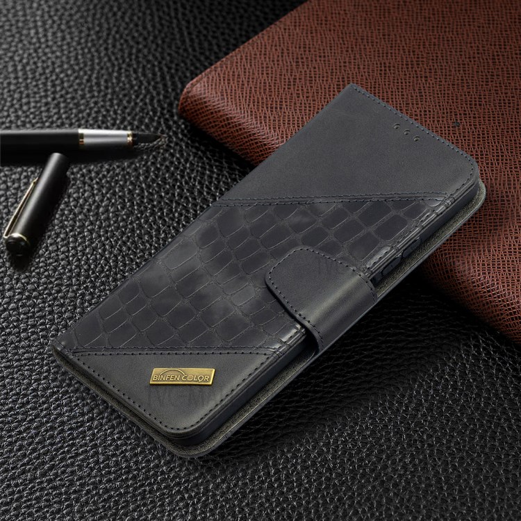 BF04 Splicing Crocodile Texture Wallet Stand Leather Case for Huawei P smart 2021 / Huawei Y7a - Black-7