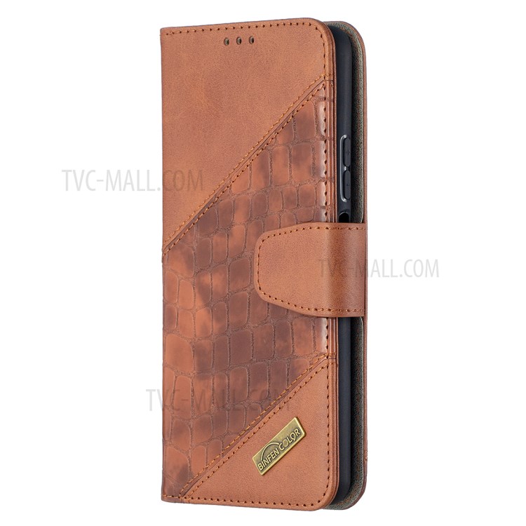 BF04 Splicing Crocodile Texture Wallet Stand Leather Case for Huawei P smart 2021 / Huawei Y7a - Brown-2