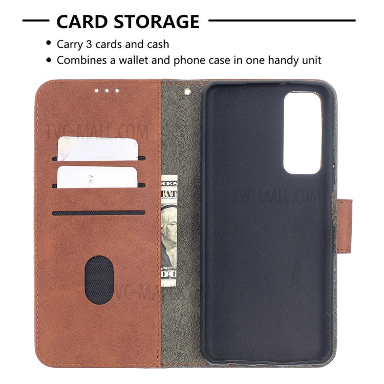 BF04 Splicing Crocodile Texture Wallet Stand Leather Case for Huawei P smart 2021 / Huawei Y7a - Brown-6