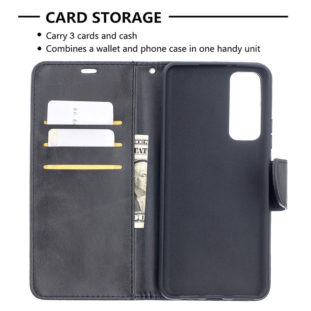 PU Leather Wallet Stylish Smartphone Case for Huawei P smart 2021 / Huawei Y7a - Black-6