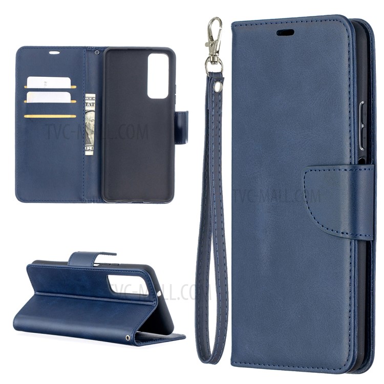 PU Leather Wallet Stylish Smartphone Case for Huawei P smart 2021 / Huawei Y7a - Blue-1