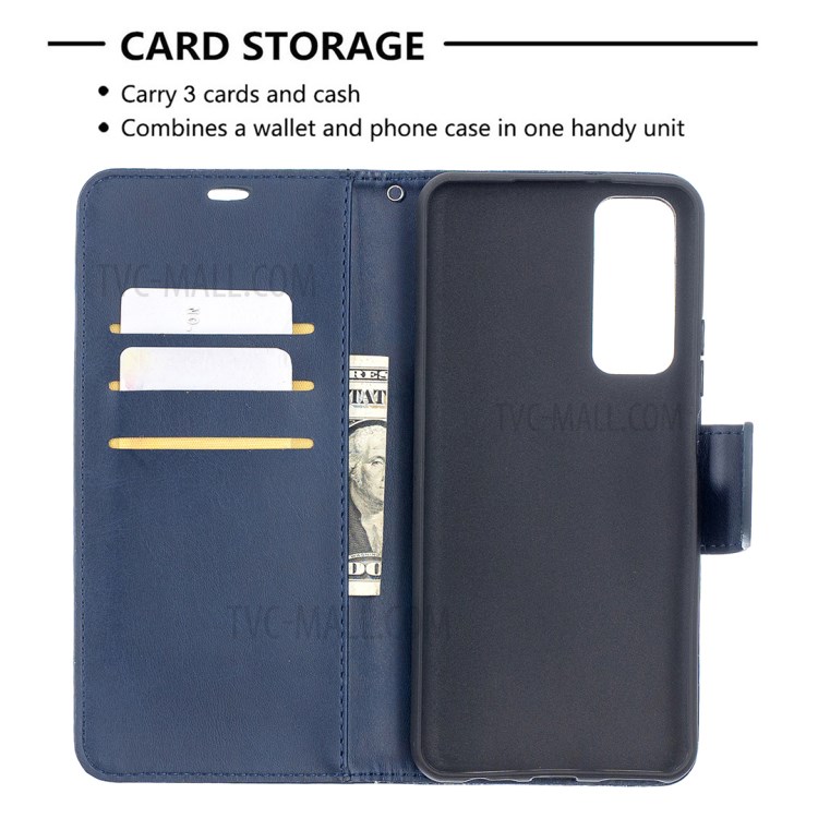 PU Leather Wallet Stylish Smartphone Case for Huawei P smart 2021 / Huawei Y7a - Blue-6