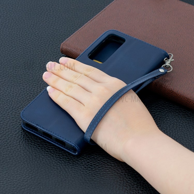 PU Leather Wallet Stylish Smartphone Case for Huawei P smart 2021 / Huawei Y7a - Blue-9
