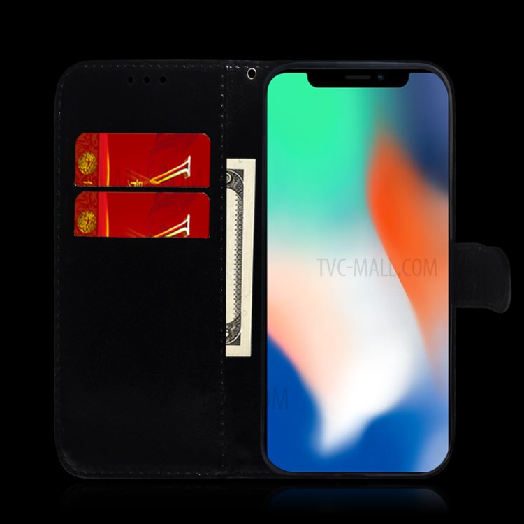 Mirror-like Surface Wallet Stand Leather Case for Huawei P smart 2021 / Huawei Y7a - Black-10