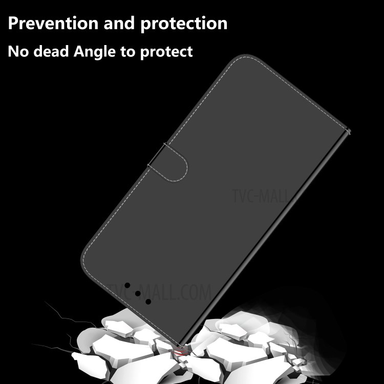 Mirror-like Surface Wallet Stand Leather Case for Huawei P smart 2021 / Huawei Y7a - Black-6