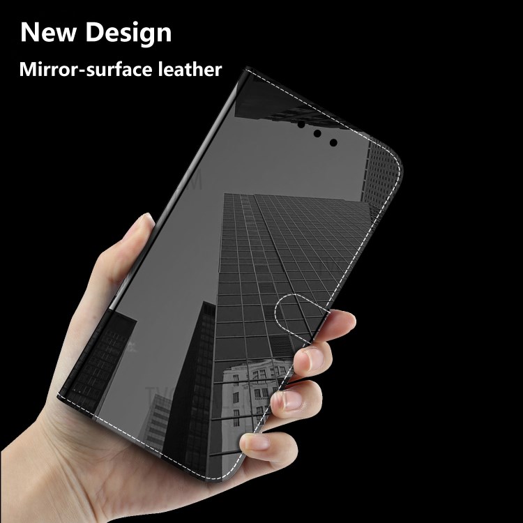 Mirror-like Surface Wallet Stand Leather Case for Huawei P smart 2021 / Huawei Y7a - Black-7