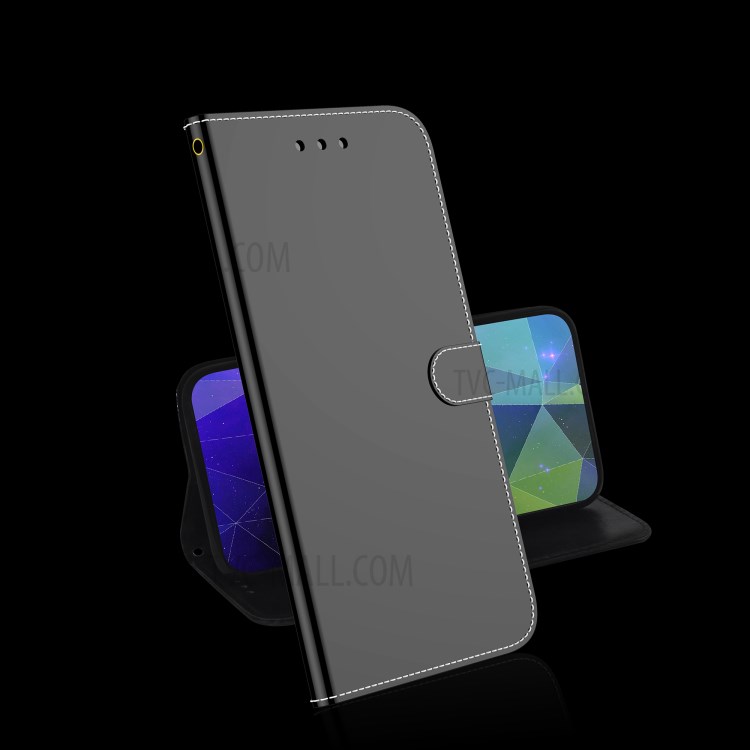 Mirror-like Surface Wallet Stand Leather Case for Huawei P smart 2021 / Huawei Y7a - Black-8