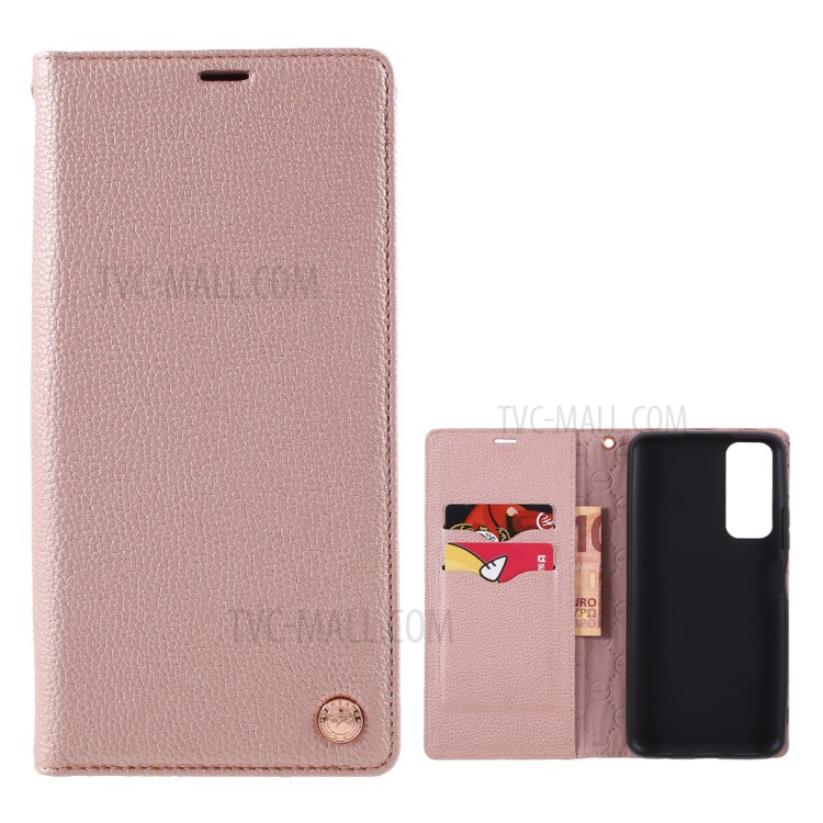 Hanman TPU + PU Кожаный Падкий Чехол С Кошельком И Подставкой Для Huawei P Smart 2021 - Розовый-1