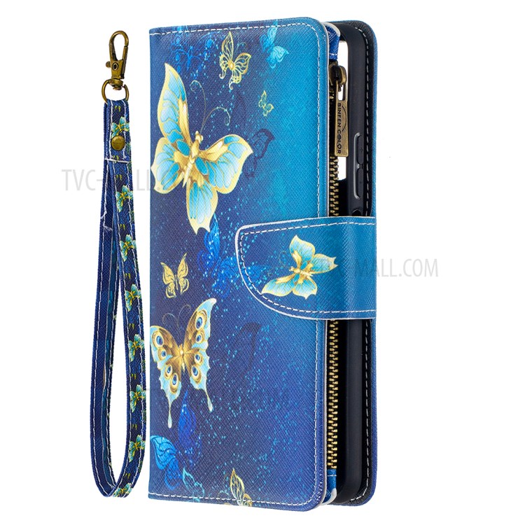BF03 Zipper Wallet Pattern Printing Leather Phone Case for Huawei P smart 2021/Y7a - Beautiful Butterfly-2