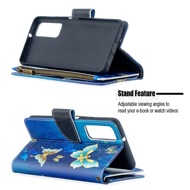 BF03 Zipper Wallet Pattern Printing Leather Phone Case for Huawei P smart 2021/Y7a - Beautiful Butterfly-5