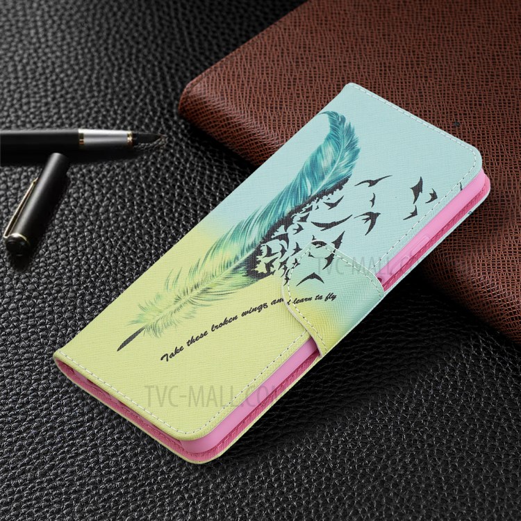 Pattern Printing Leather Stand Wallet Protective Shell for Huawei P smart 2021/Y7a - Feather-7