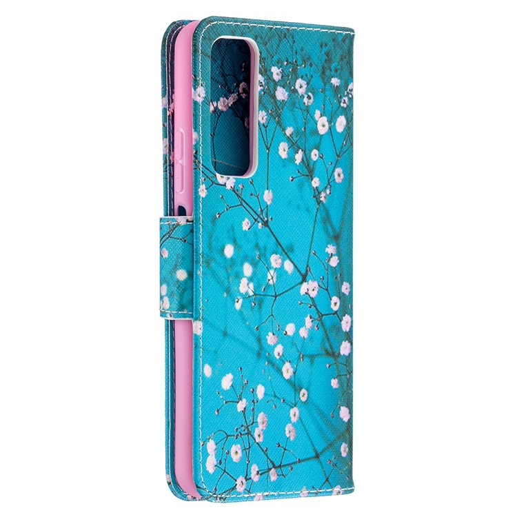 Pattern Printing Leather Stand Wallet Protective Shell for Huawei P smart 2021/Y7a - Plum Blossom-3