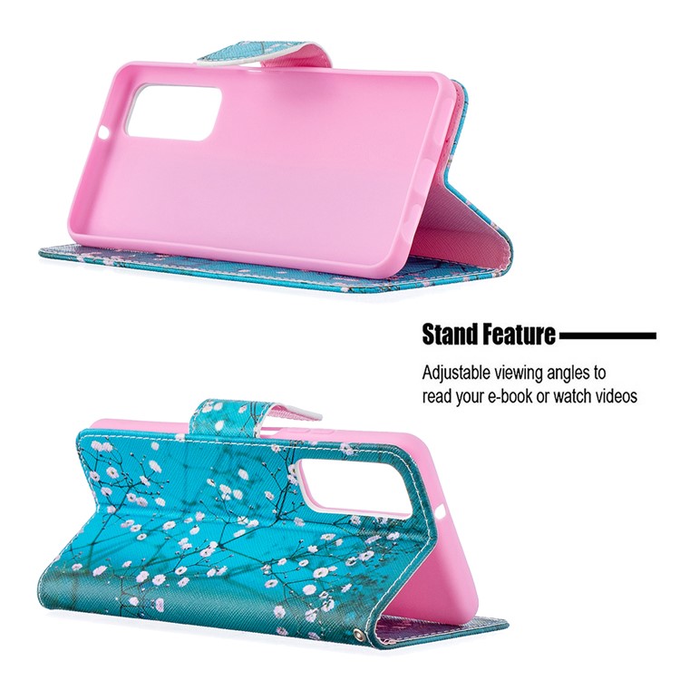Pattern Printing Leather Stand Wallet Protective Shell for Huawei P smart 2021/Y7a - Plum Blossom-5