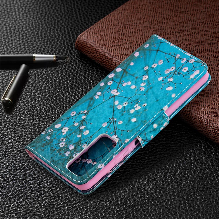 Pattern Printing Leather Stand Wallet Protective Shell for Huawei P smart 2021/Y7a - Plum Blossom-8