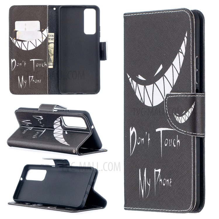 Pattern Printing Leather Stand Wallet Protective Shell for Huawei P smart 2021/Y7a - Grin-1